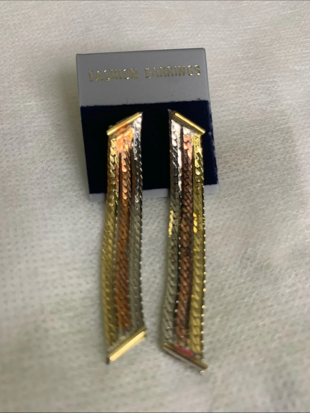 Gold, Silver & Rose Gold Multicolor Dangle Earrings